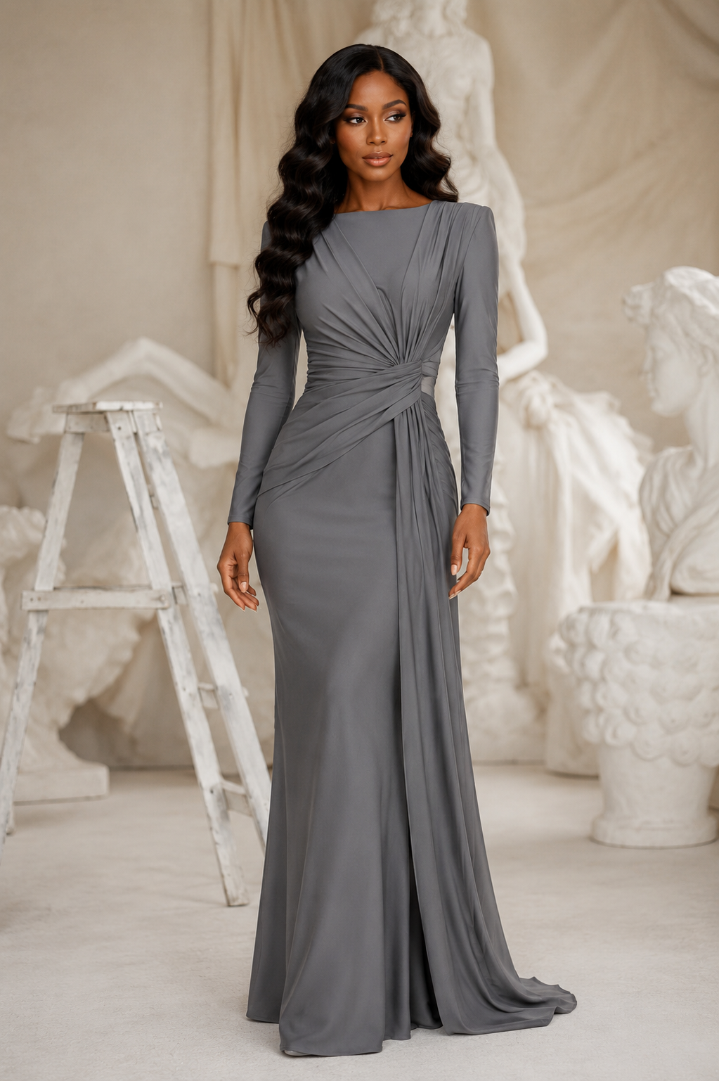 Twisted Long Sleeve Maxi Dress