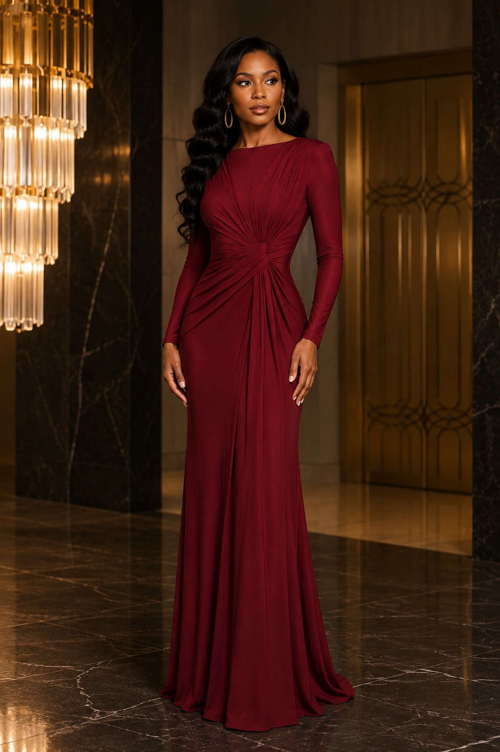Twisted Long Sleeve Maxi Dress